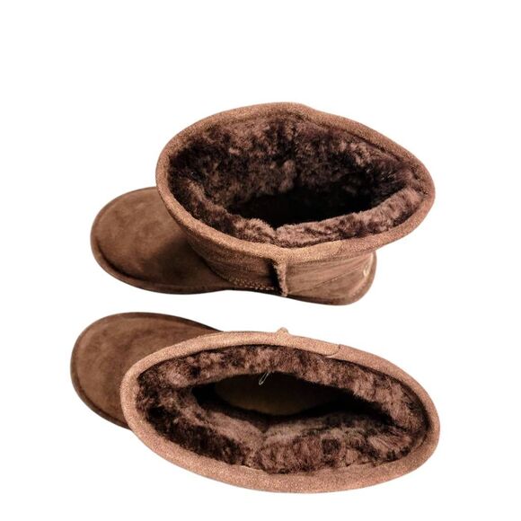 Bearpaw Brown Suede Leather Sheepskin Wool Lining Emma Short Winter Boots - Picture 8 of 13